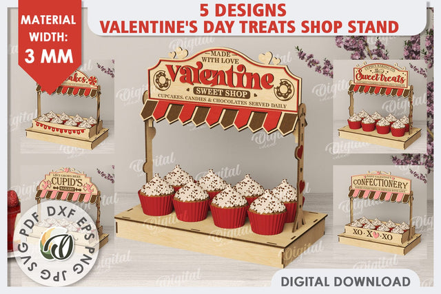 Valentine's Day Treats Shop Stands Laser Cut Bundle. Love SVG SVG Evgenyia Guschina 