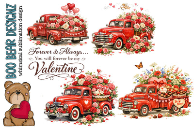 Valentines Day Truck of love clipart Sublimation Boo Bear Designz 