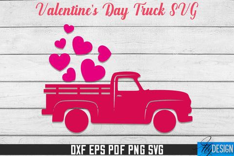 Valentine's Day Truck SVG | Print Design | SVG File SVG Fly Design 
