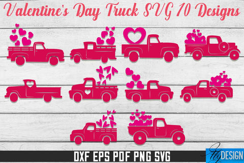 Valentine's Day Truck SVG | Print Design | SVG File SVG Fly Design 
