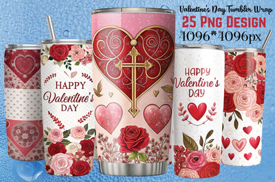 Valentine's Day Tumbler Wrap Design SVG Angelina750 