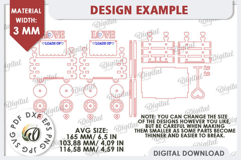 Valentine's Day Wagon Laser Cut. Valentine Candy Box SVG SVG Evgenyia Guschina 