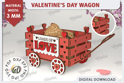 Valentine's Day Wagon Laser Cut. Valentine Candy Box SVG SVG Evgenyia Guschina 