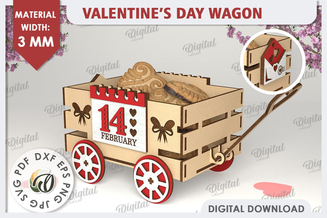 Valentine's Day Wagon Laser Cut. Valentine Candy Box SVG SVG Evgenyia Guschina 