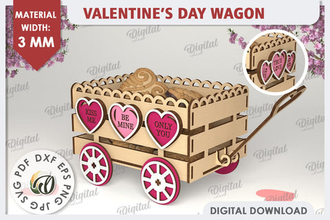 Valentine's Day Wagons Laser Cut Bundle. Valentine Day Gifts SVG Evgenyia Guschina 