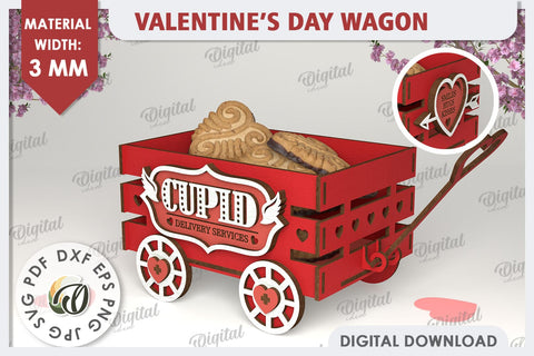 Valentine's Day Wagons Laser Cut Bundle. Valentine Day Gifts SVG Evgenyia Guschina 
