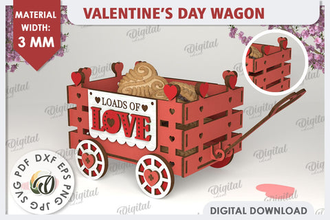 Valentine's Day Wagons Laser Cut Bundle. Valentine Day Gifts SVG Evgenyia Guschina 