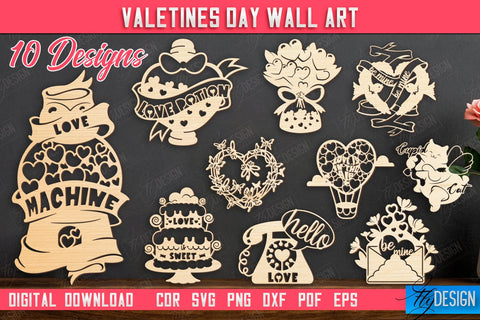 Valentine's Day Wall Art Bundle | Romantic Gift | Wall Decor | Wood Art Ideas | CNC Files SVG Fly Design 