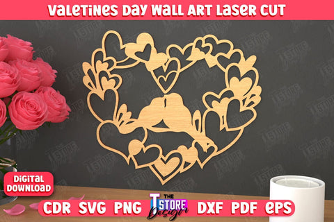 Valentine's Day Wall Art Bundle | Romantic Gift | Wall Decor | Wood Art Ideas | CNC Files SVG The T Store Design 