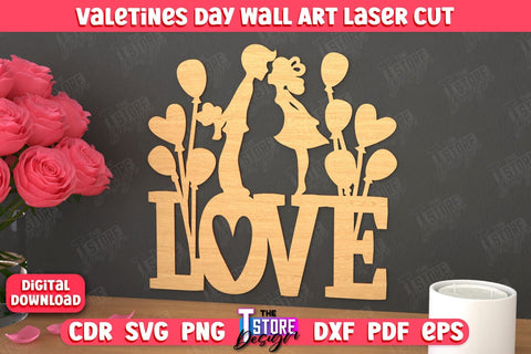 Valentine's Day Wall Art Bundle | Romantic Gift | Wall Decor | Wood Art Ideas | CNC Files SVG The T Store Design 