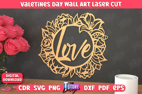 Valentine's Day Wall Art Bundle | Romantic Gift | Wall Decor | Wood Art Ideas | CNC Files SVG The T Store Design 