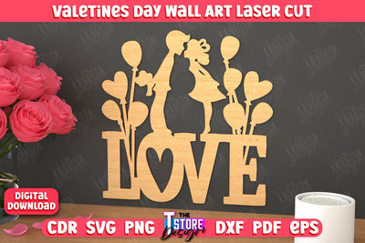 Valentine's Day Wall Art | Romantic Gift | Wall Decor | Wood Art Ideas | CNC File SVG The T Store Design 