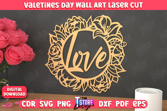 Valentine's Day Wall Art | Romantic Gift | Wall Decor | Wood Art Ideas | CNC File SVG The T Store Design 