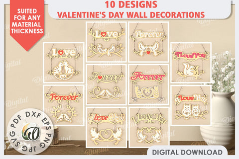 Valentine's Day Wall Decorations Laser Cut Bundle. Love SVG SVG Evgenyia Guschina 