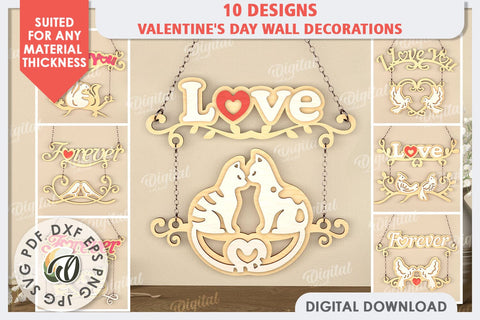 Valentine's Day Wall Decorations Laser Cut Bundle. Love SVG SVG Evgenyia Guschina 