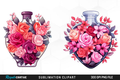 Valentine's Day Watercolor Clipart Bundle Sublimation Regulrcrative 