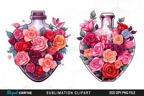 Valentine's Day Watercolor Clipart Bundle Sublimation Regulrcrative 