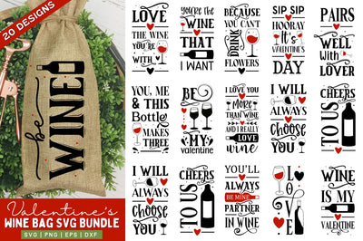 Valentine's Day Wine Bag SVG Bundle SVG Regulrcrative 