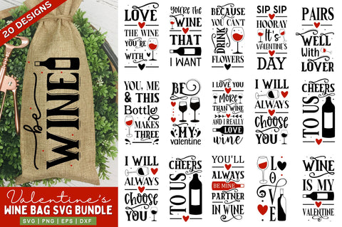 Valentine's Day Wine Bag SVG Bundle SVG Regulrcrative 