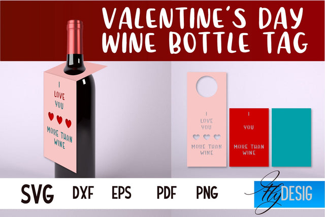 Valentine's Day Wine Bottle Tag | Paper Cut Design | SVG File SVG Fly Design 