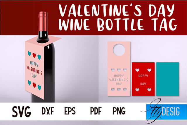 Valentine's Day Wine Bottle Tag | Paper Cut Design | SVG File SVG Fly Design 