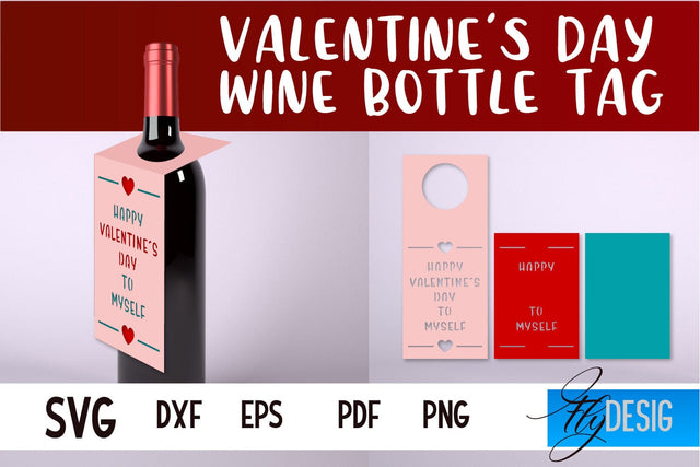 Valentine's Day Wine Bottle Tag | Paper Cut Design | SVG File SVG Fly Design 