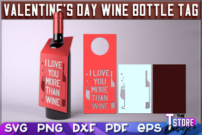 Valentine's Day Wine Bottle Tag | Valentine's Day Gift Idea | Holiday Bottle Tag | SVG File SVG The T Store Design 