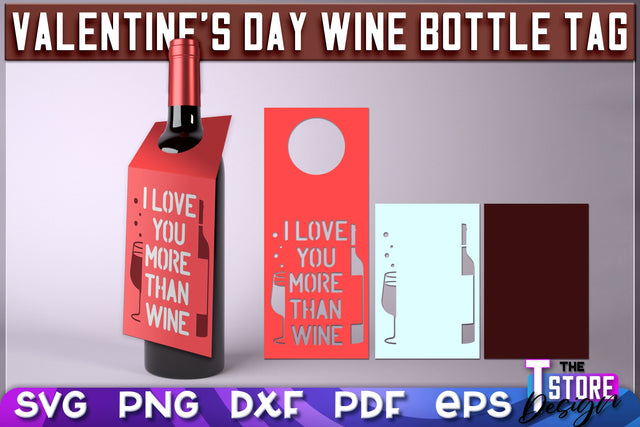 Valentine's Day Wine Bottle Tag | Valentine's Day Gift Idea | Holiday Bottle Tag | SVG File SVG The T Store Design 