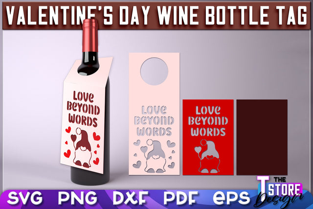 Valentine's Day Wine Bottle Tag | Valentine's Day Gift Idea | Holiday Bottle Tag | SVG File SVG The T Store Design 
