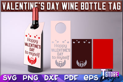 Valentine's Day Wine Bottle Tag | Valentine's Day Gift Idea | Holiday Bottle Tag | SVG File SVG The T Store Design 