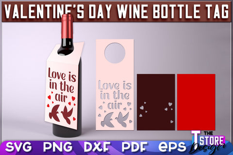 Valentine's Day Wine Bottle Tags Bundle | Valentine's Day Gift Idea | Holiday Bottle Tags | SVG Files SVG The T Store Design 