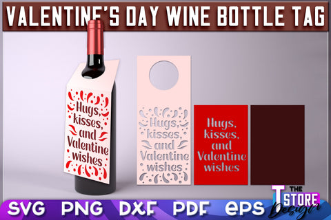 Valentine's Day Wine Bottle Tags Bundle | Valentine's Day Gift Idea | Holiday Bottle Tags | SVG Files SVG The T Store Design 