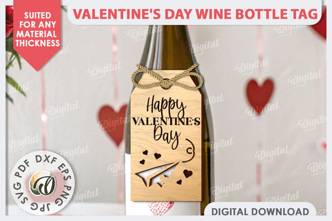 Valentine's Day Wine Bottle Tags Laser Cut Bundle. Love SVG SVG Evgenyia Guschina 