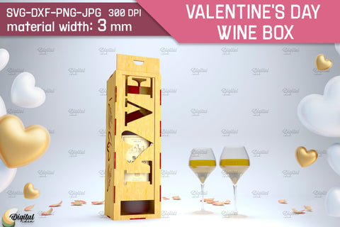 Valentine's Day Wine Box Bundle Laser Cut. Favor Box SVG SVG Evgenyia Guschina 
