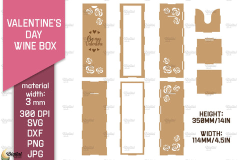 Valentine's Day Wine Box Bundle Laser Cut. Favor Box SVG SVG Evgenyia Guschina 