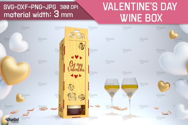 Valentine's Day Wine Box Laser Cut. Favor Box SVG SVG Evgenyia Guschina 
