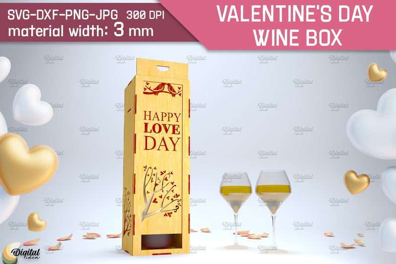 Valentine's Day Wine Box Laser Cut. Favor Box SVG SVG Evgenyia Guschina 