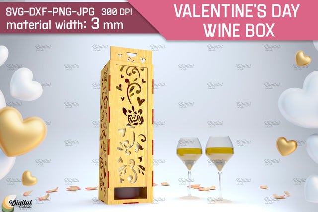 Valentine's Day Wine Box Laser Cut. Favor Box SVG SVG Evgenyia Guschina 
