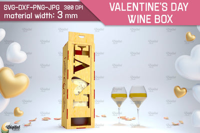 Valentine's Day Wine Box Laser Cut. Favor Box SVG SVG Evgenyia Guschina 