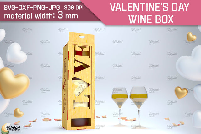 Valentine's Day Wine Box Laser Cut. Favor Box SVG SVG Evgenyia Guschina 