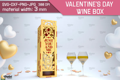Valentine's Day Wine Box Laser Cut. Favor Box SVG SVG Evgenyia Guschina 