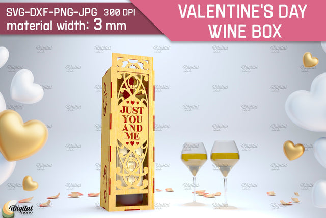 Valentine's Day Wine Box Laser Cut. Favor Box SVG SVG Evgenyia Guschina 