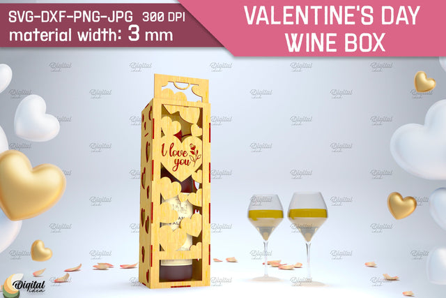 Valentine's Day Wine Box Laser Cut. Favor Box SVG SVG Evgenyia Guschina 