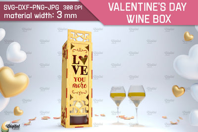 Valentine's Day Wine Box Laser Cut. Favor Box SVG SVG Evgenyia Guschina 