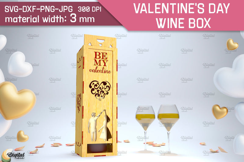 Valentine's Day Wine Box Laser Cut. Favor Box SVG SVG Evgenyia Guschina 