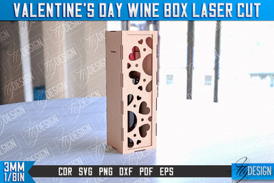 Valentine's Day Wine Box Laser Cut | Gift Wine Box Laser Cut Design | CNC Files SVG Fly Design 
