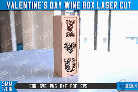 Valentine's Day Wine Box Laser Cut | Gift Wine Box Laser Cut Design | CNC Files SVG Fly Design 