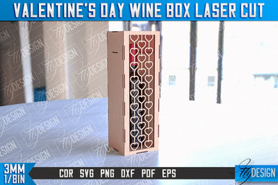 Valentine's Day Wine Box Laser Cut | Gift Wine Box Laser Cut Design | CNC Files SVG Fly Design 