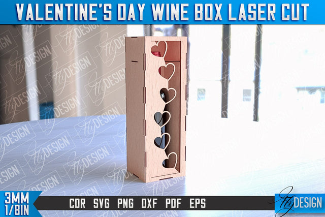 Valentine's Day Wine Box Laser Cut | Gift Wine Box Laser Cut Design | CNC Files SVG Fly Design 
