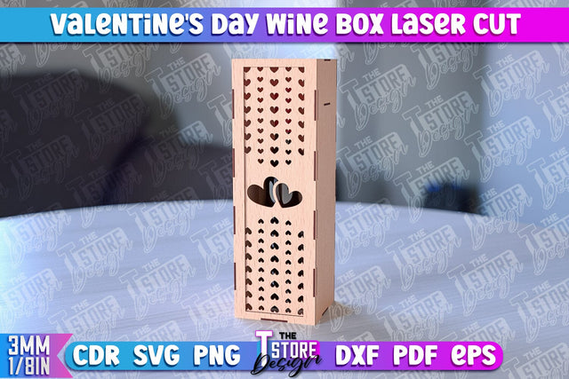 Valentine's Day Wine Box | Valentine's Gift Idea | 3D Wine Box Pattern | CNC Files SVG The T Store Design 